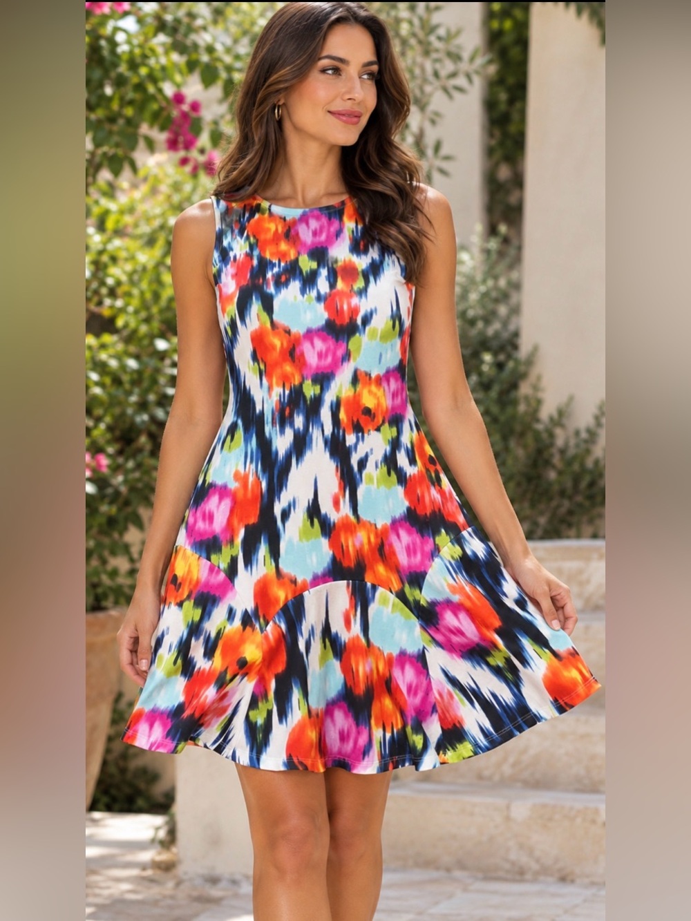 Maggy London Abstract Floral Mini Dress Size 6 Like New